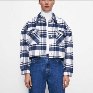 Zara Boxy Shapeless Cropped Plaid Fall Preppy Academia Jacket Small